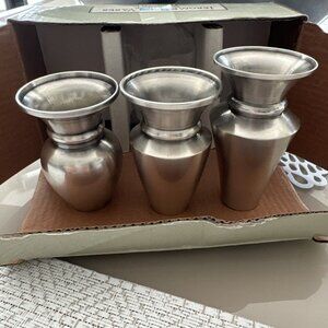 Vintage Restoration Hardware - Little Silver Plate Bud Vase Trio